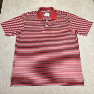 Men's Peter Millar Summer Comfort Golf Polo Shirt Striped‎ Red Navy White Sz XXL